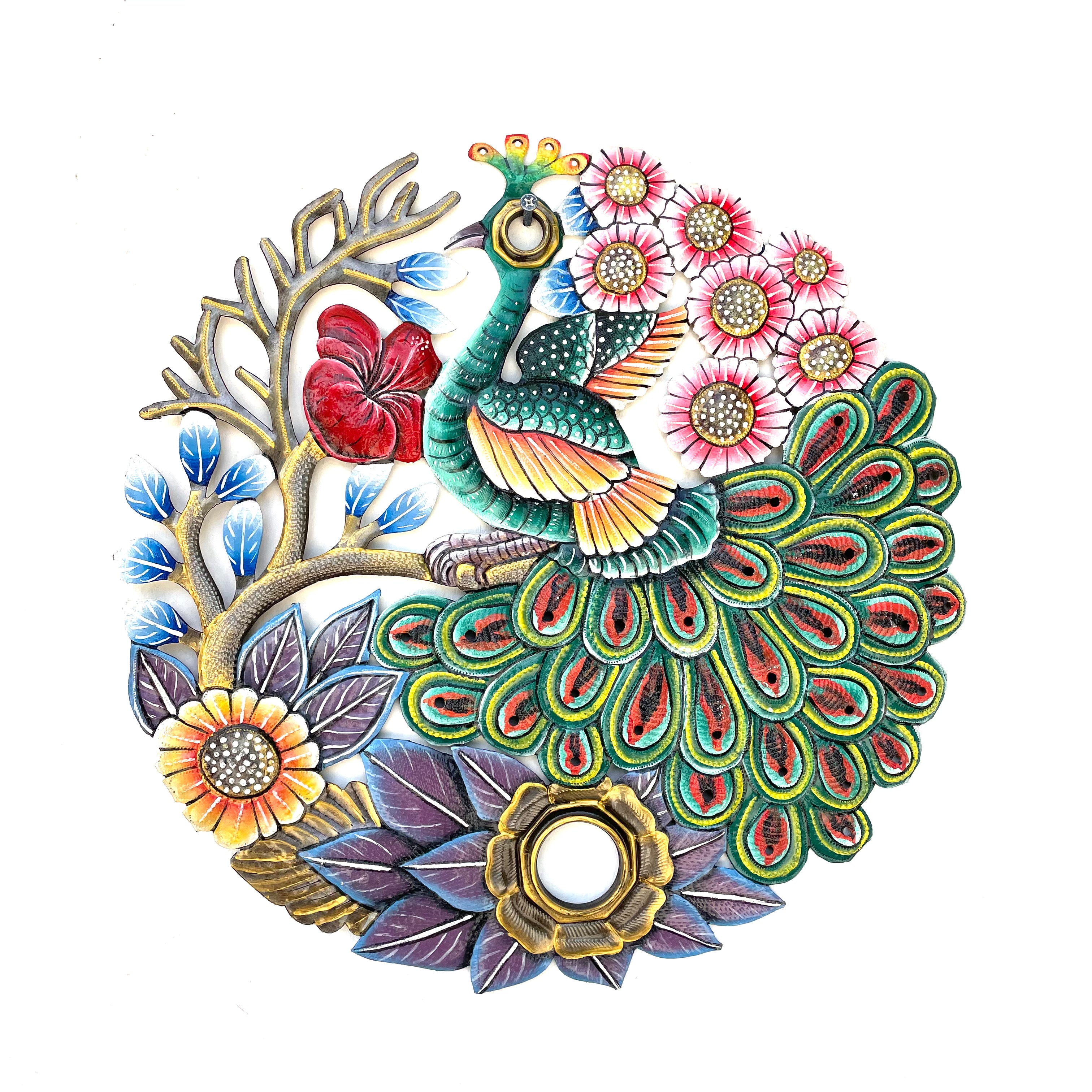 Oil Drum Top Colorful Peacock