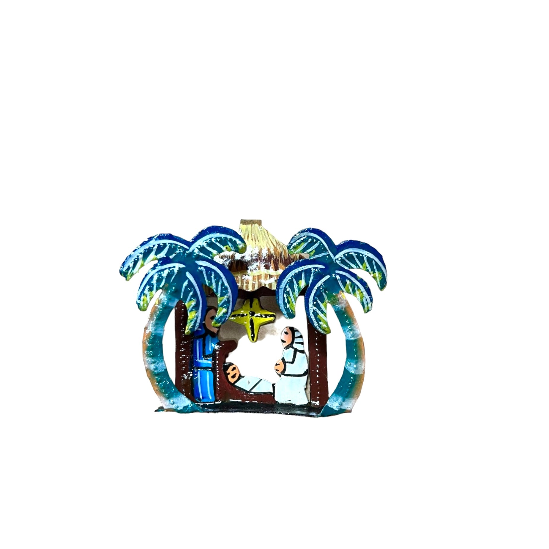 Little Painted Nativity with Palms