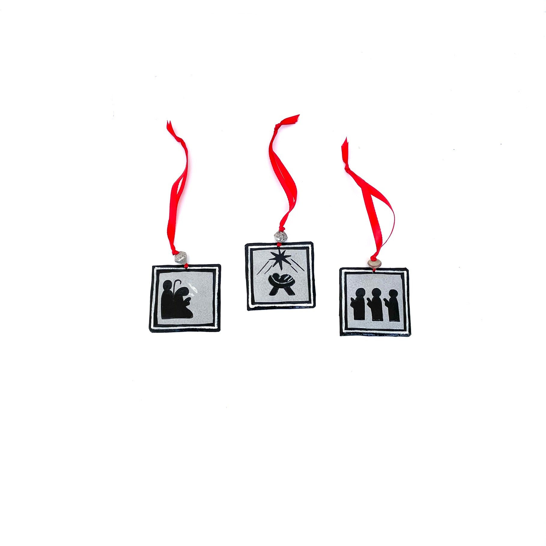 Painted Nativity Ornaments (Set of 3)