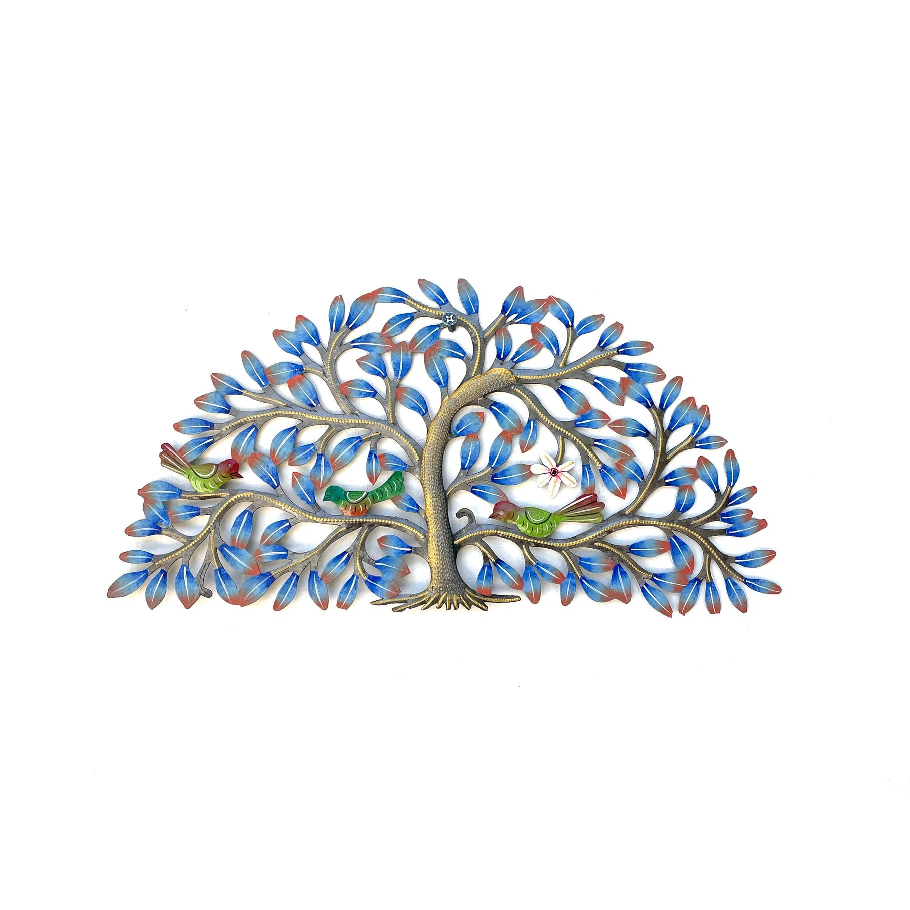 Herby - Half Round Blue Tree and Birds