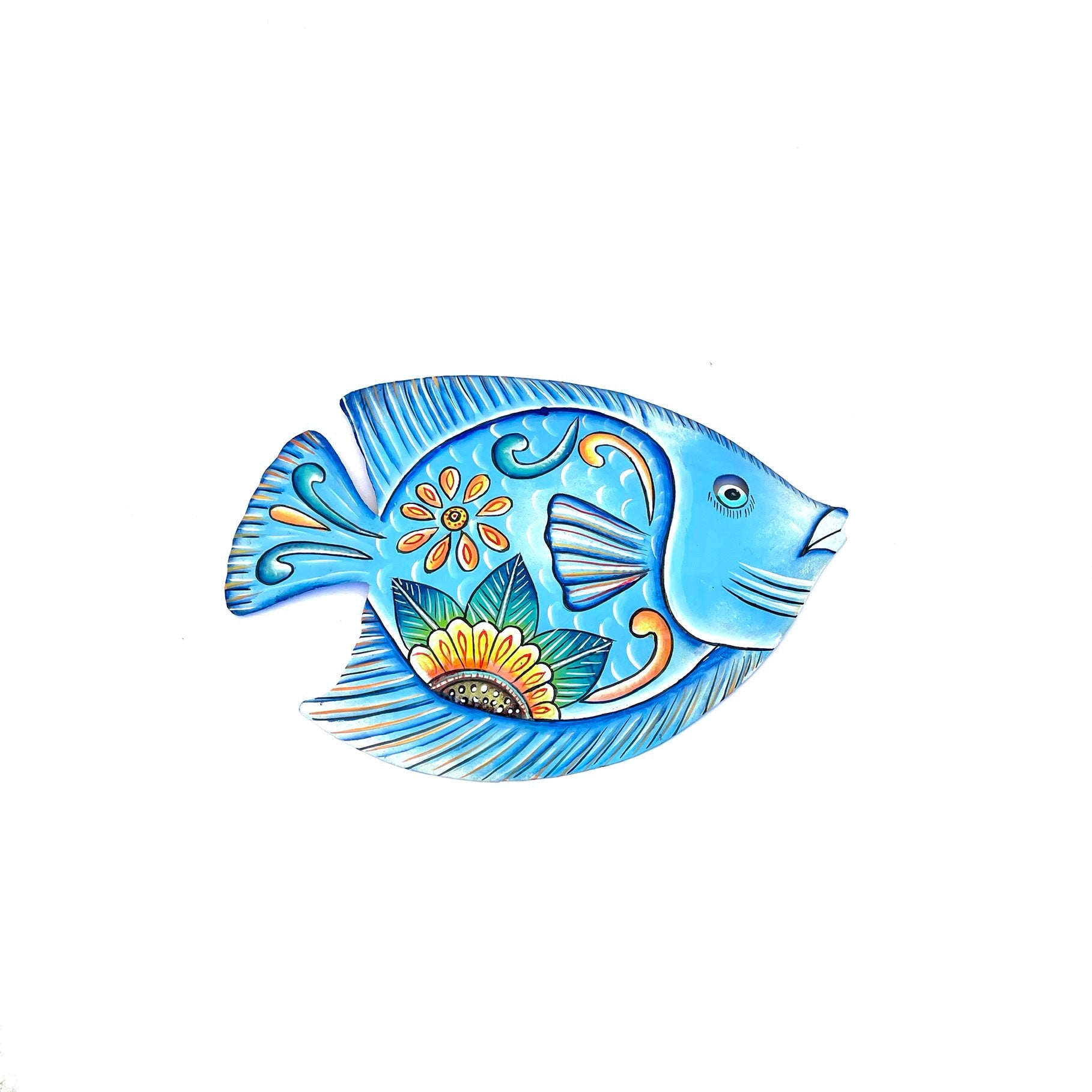 Turquoise Fish with Flower