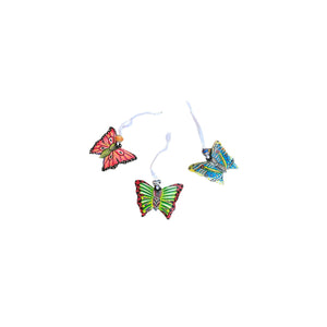 Set Of 3 Colorful Butterfly Ornaments