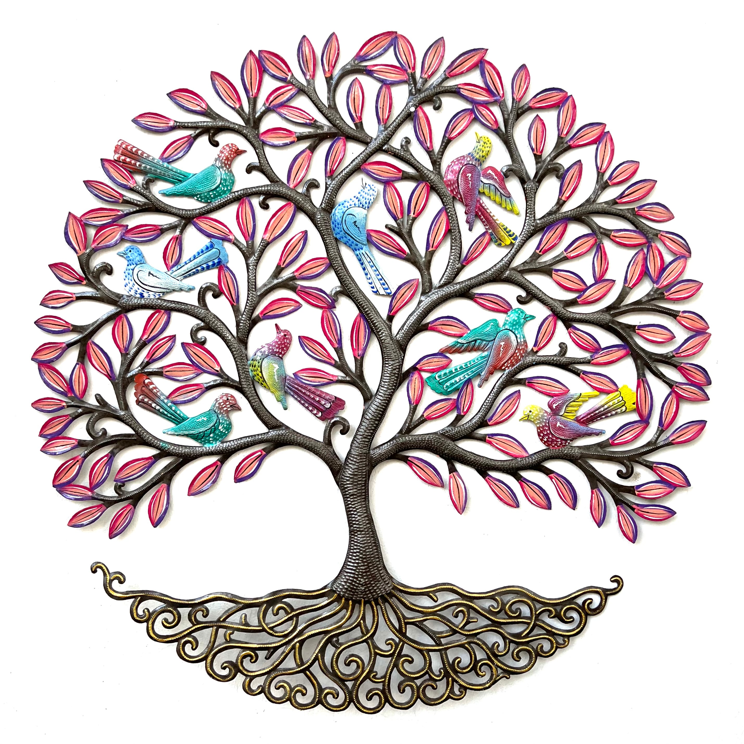 Jumbo Painted Tree or Life- Pink and Birds