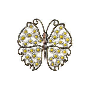 Butterfly- White and Yellow Flowers