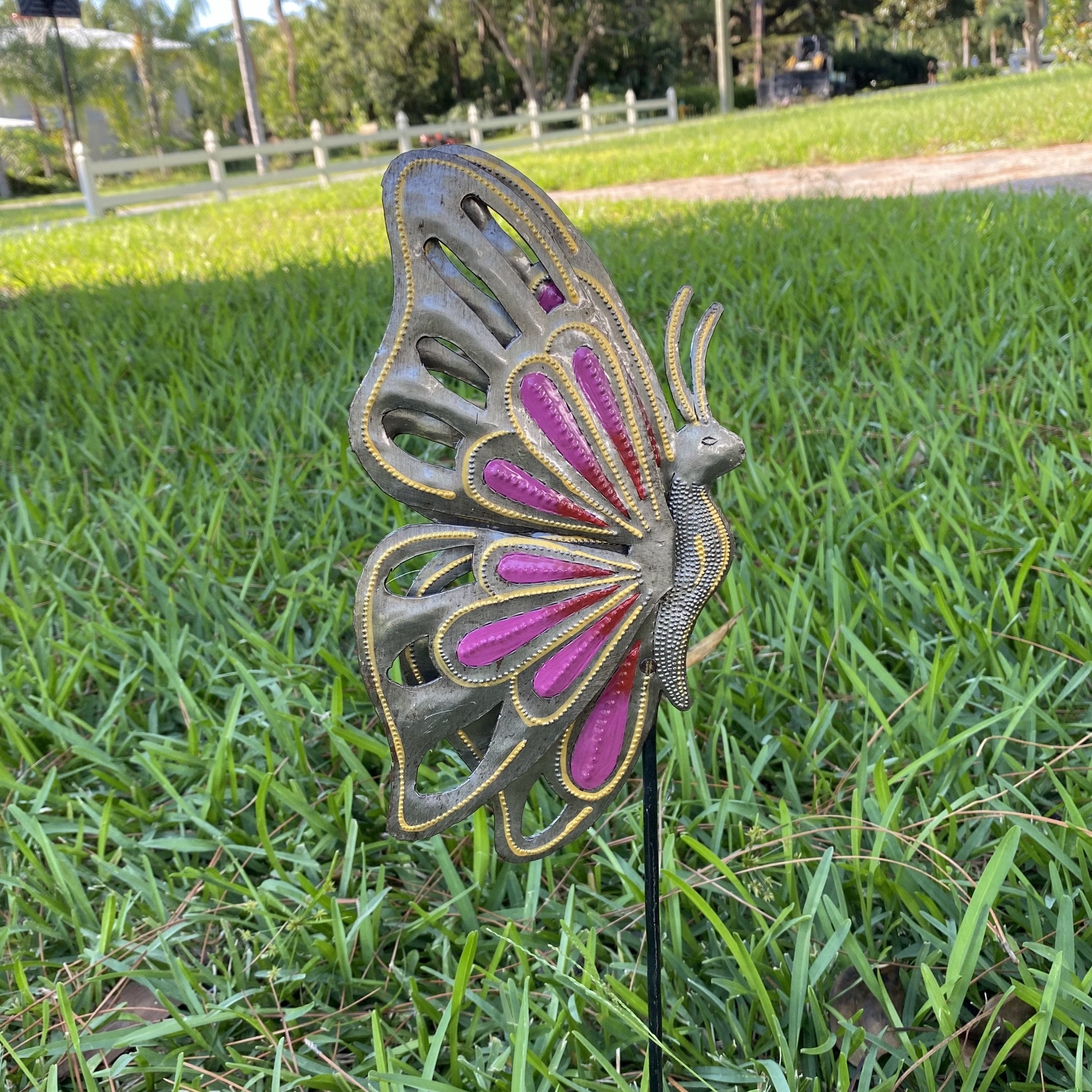 Set of Six Haitian Butterfly Garden Stake (Assorted)