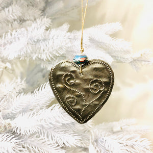 Whimsical Metal Heart Ornament