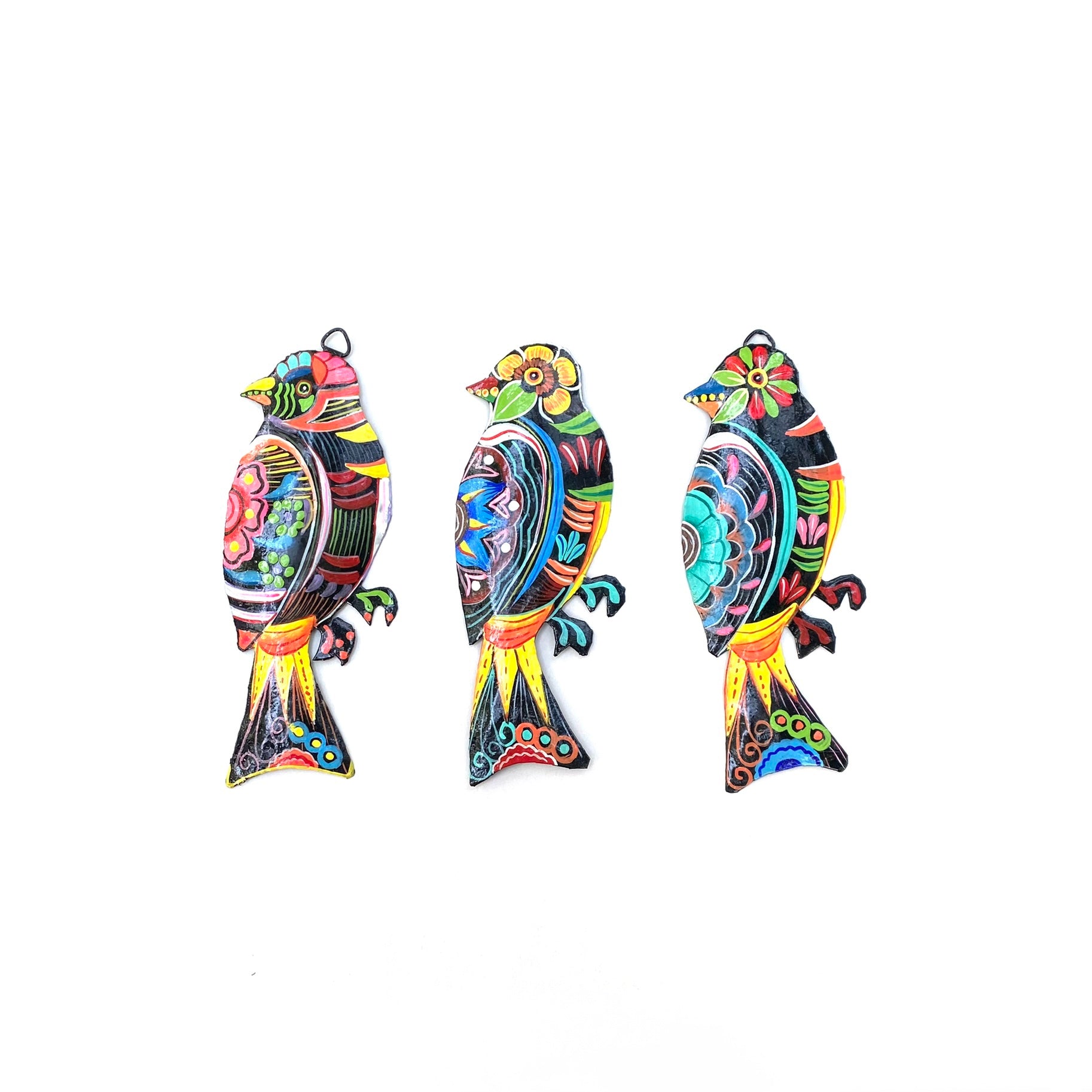 Set of Three Painted Birds