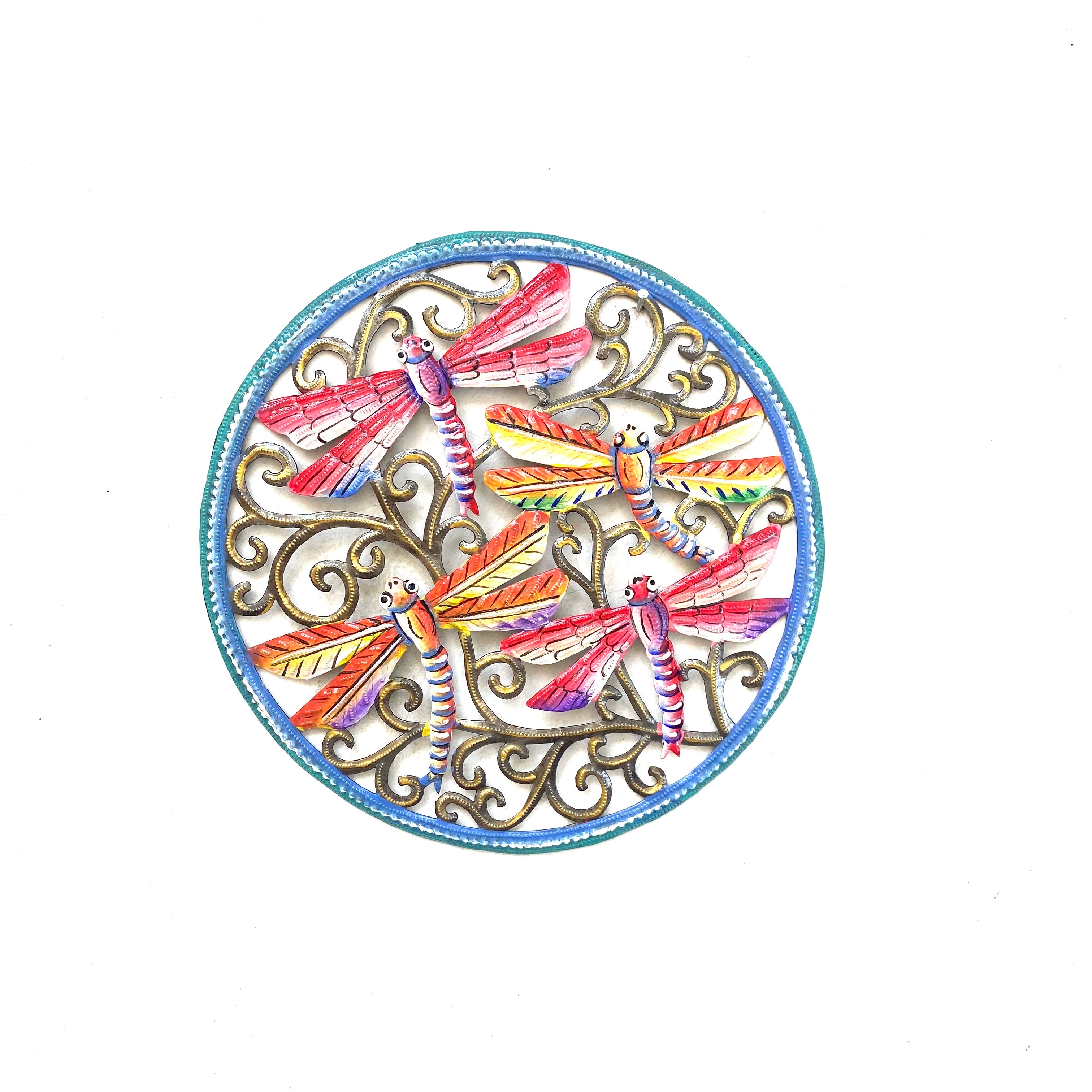 Medium Dragonfly Round- Red and Orange