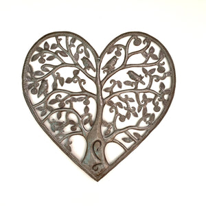 Brushed Steel Heart Tree of Life