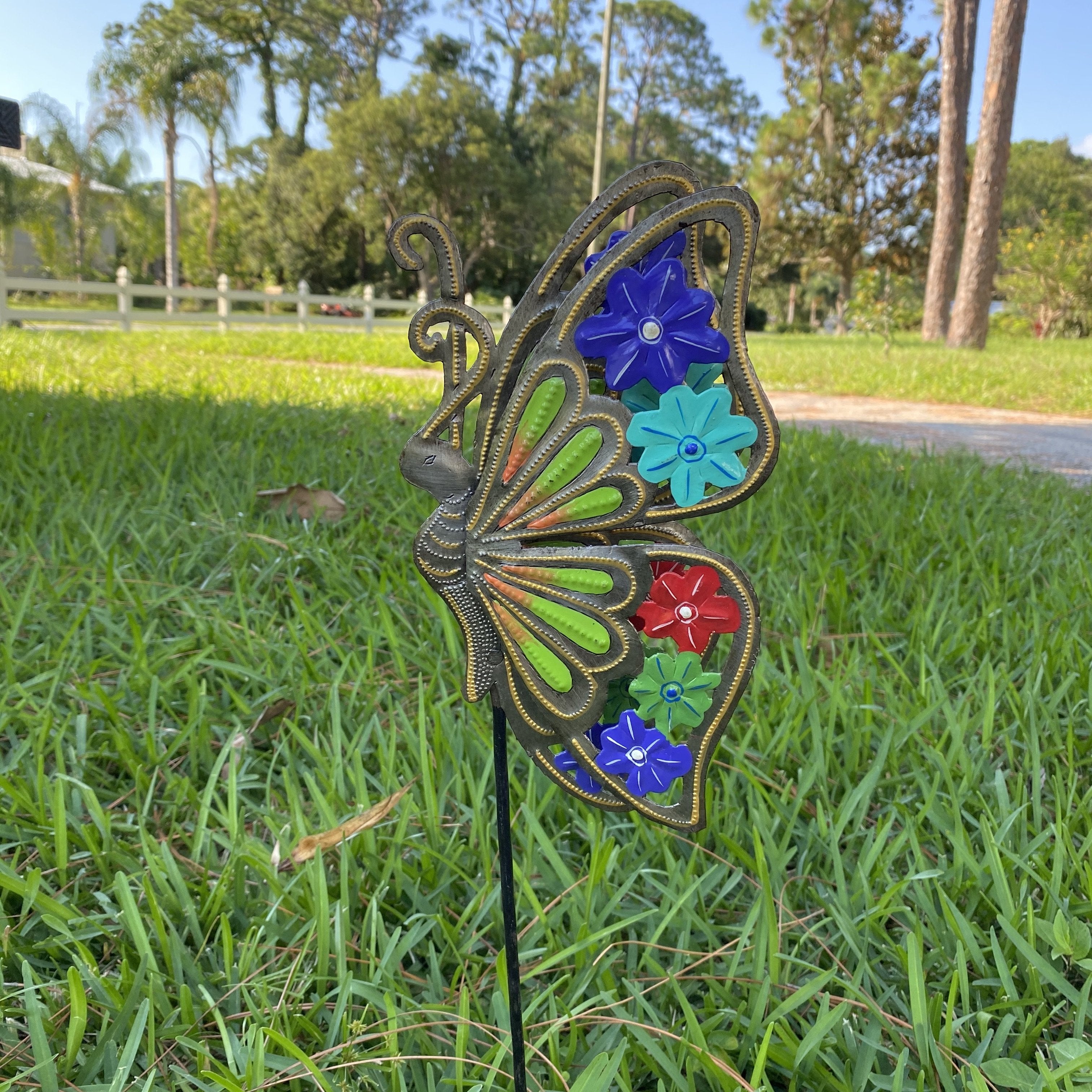 Set of Six Haitian Butterfly Garden Stake (Assorted)