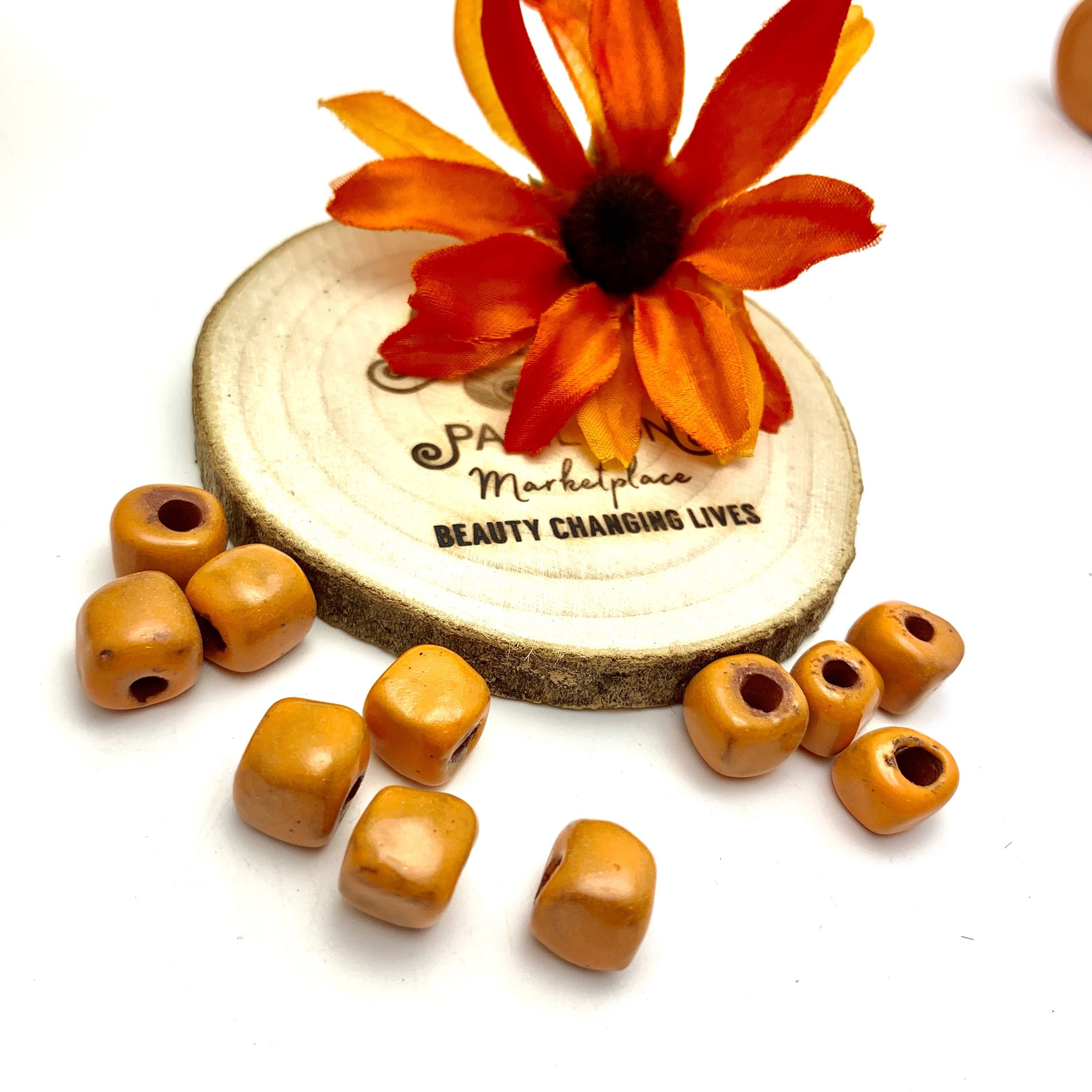 Rustic Square Orange Beads