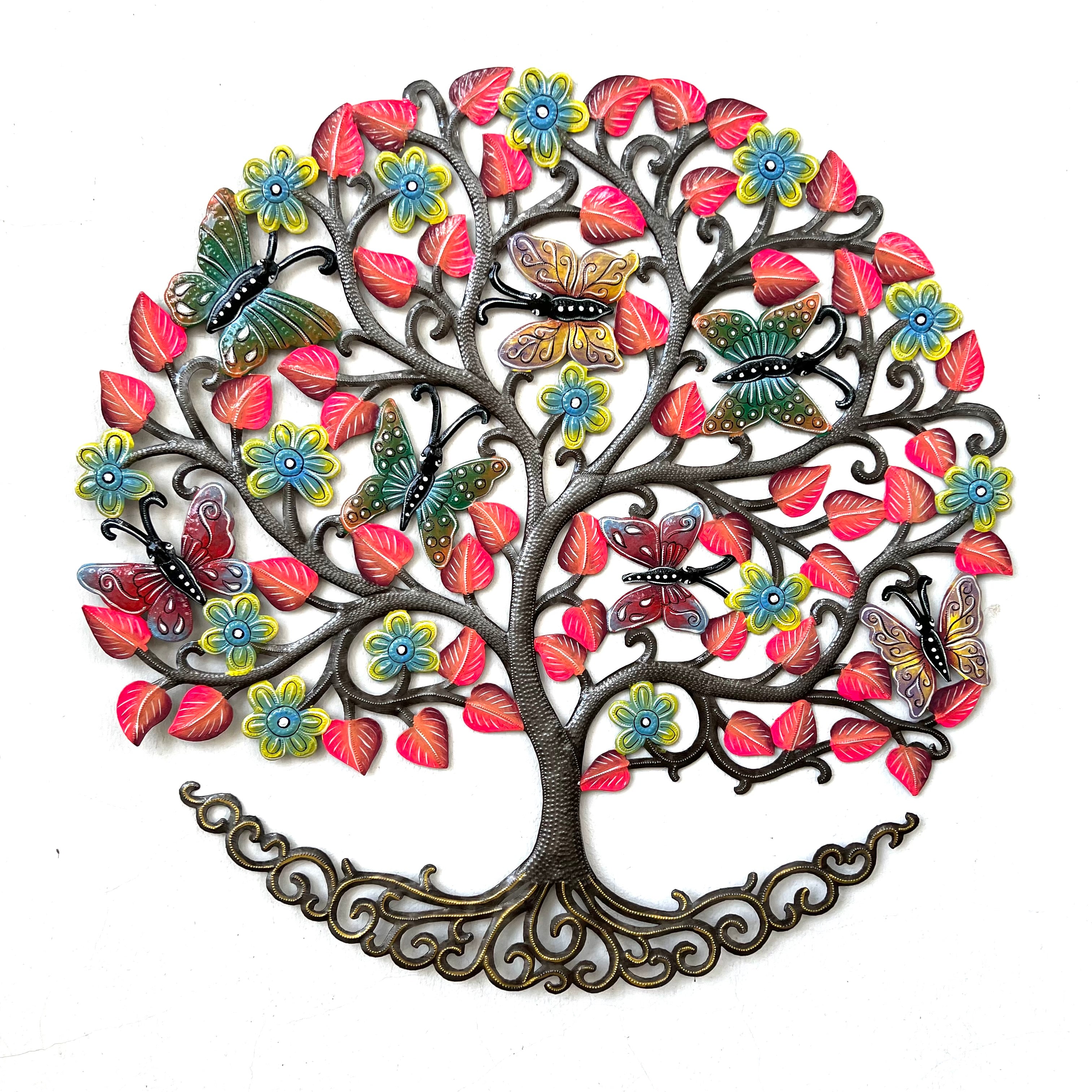 Jumbo Painted Tree or Life- Pink and Butterflies