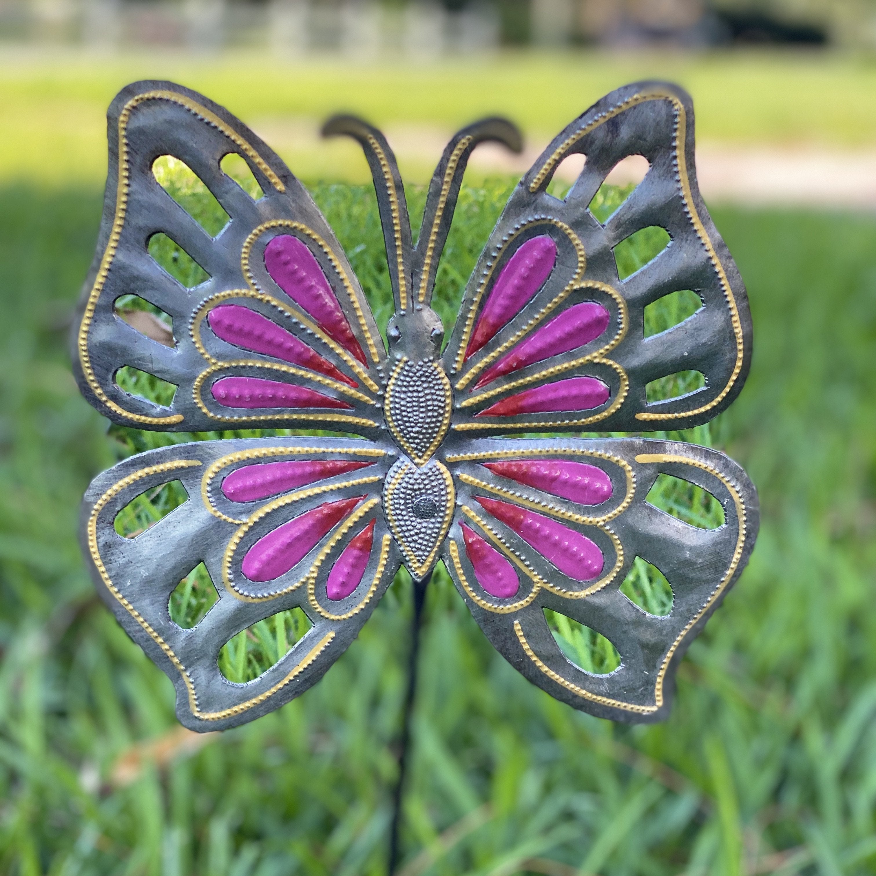 Set of Six Haitian Butterfly Garden Stake (Assorted)