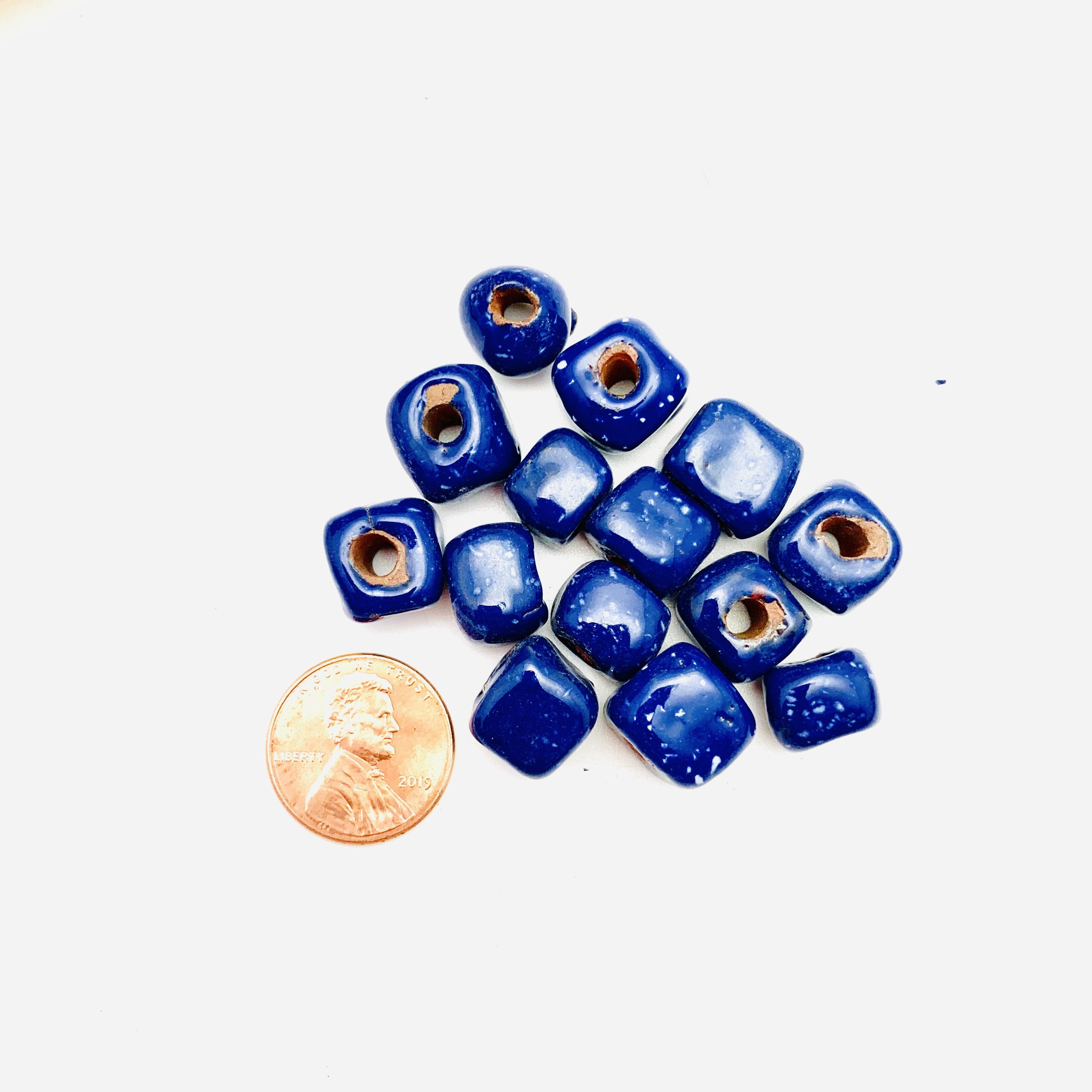 Rustic Square Speckled Blue Beads