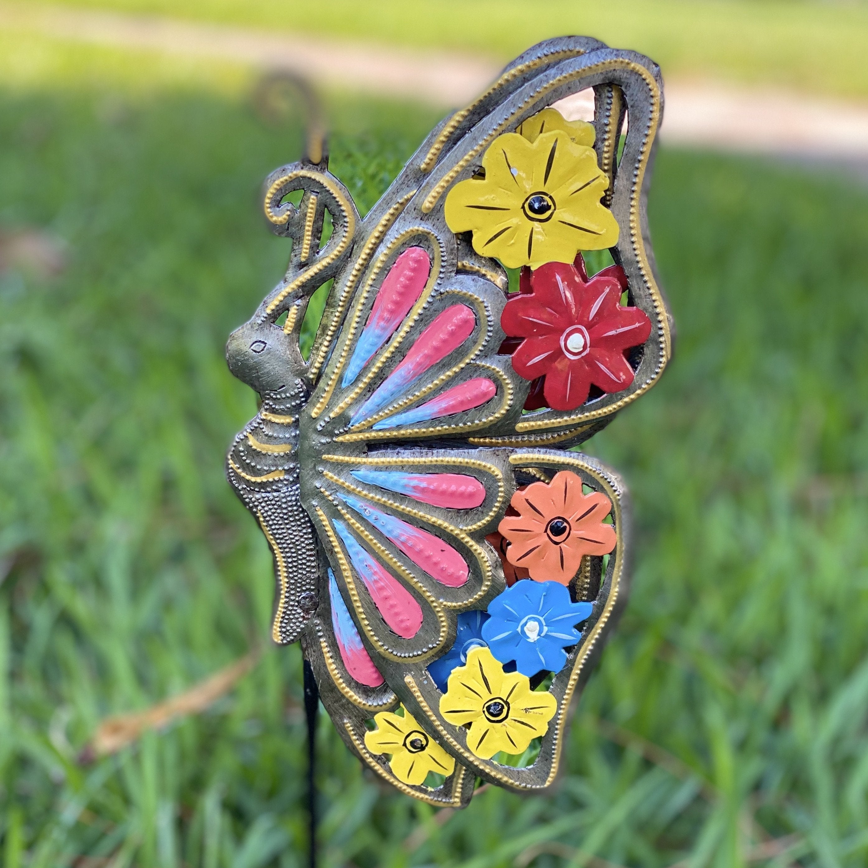 Set of Six Haitian Butterfly Garden Stake (Assorted)