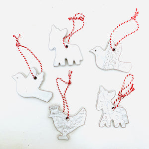 Farmhouse White Ceramic Ornament Set