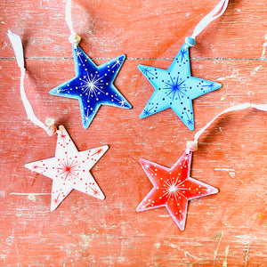 Set of 4 Stars (Red and Blue)