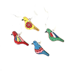 Painted Bird Ornaments (Set of 4)