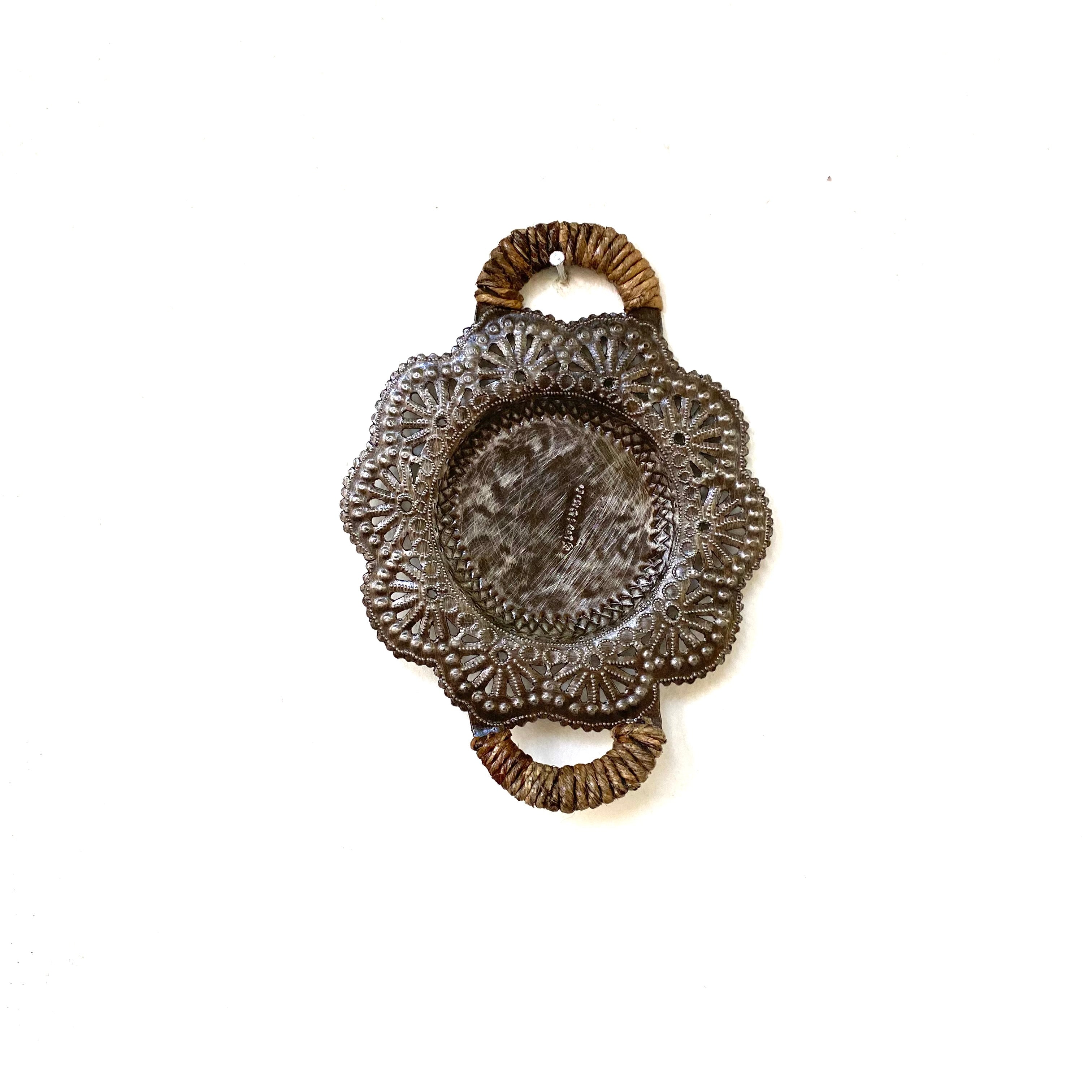 Lace Pillar Candle Holder- Hemp Handle