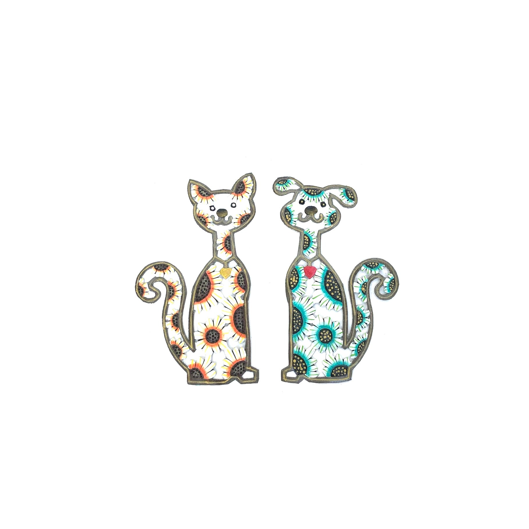 Jeff- Colorful Cat and Dog Metal Art