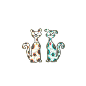 Jeff- Colorful Cat and Dog Metal Art
