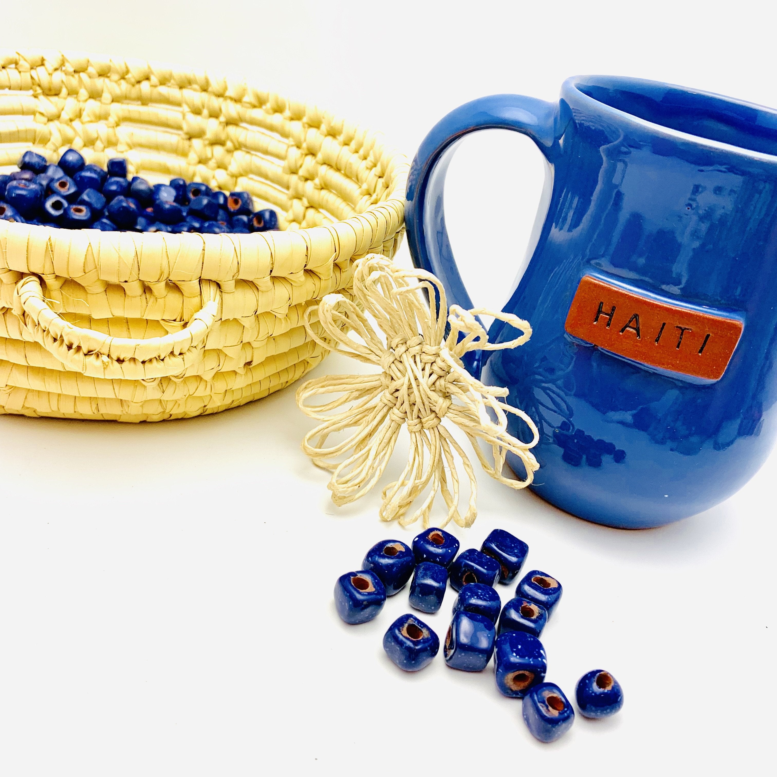 Rustic Square Speckled Blue Beads