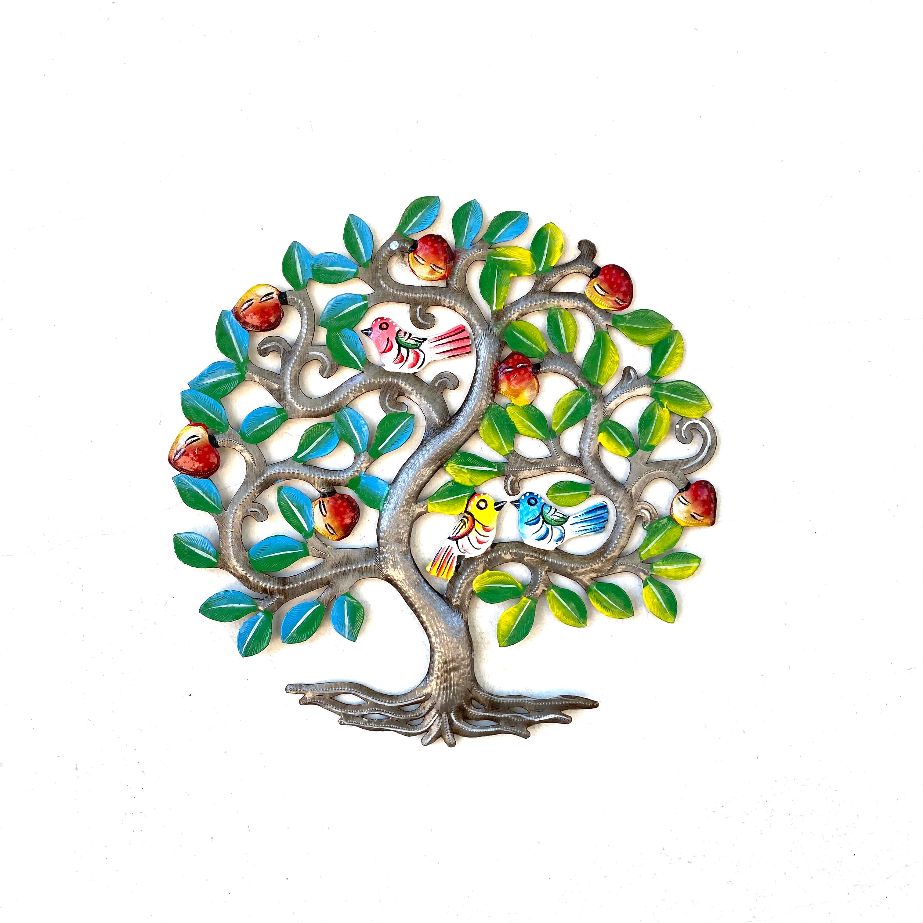 Medium Round- Colorful Birds with Fruit