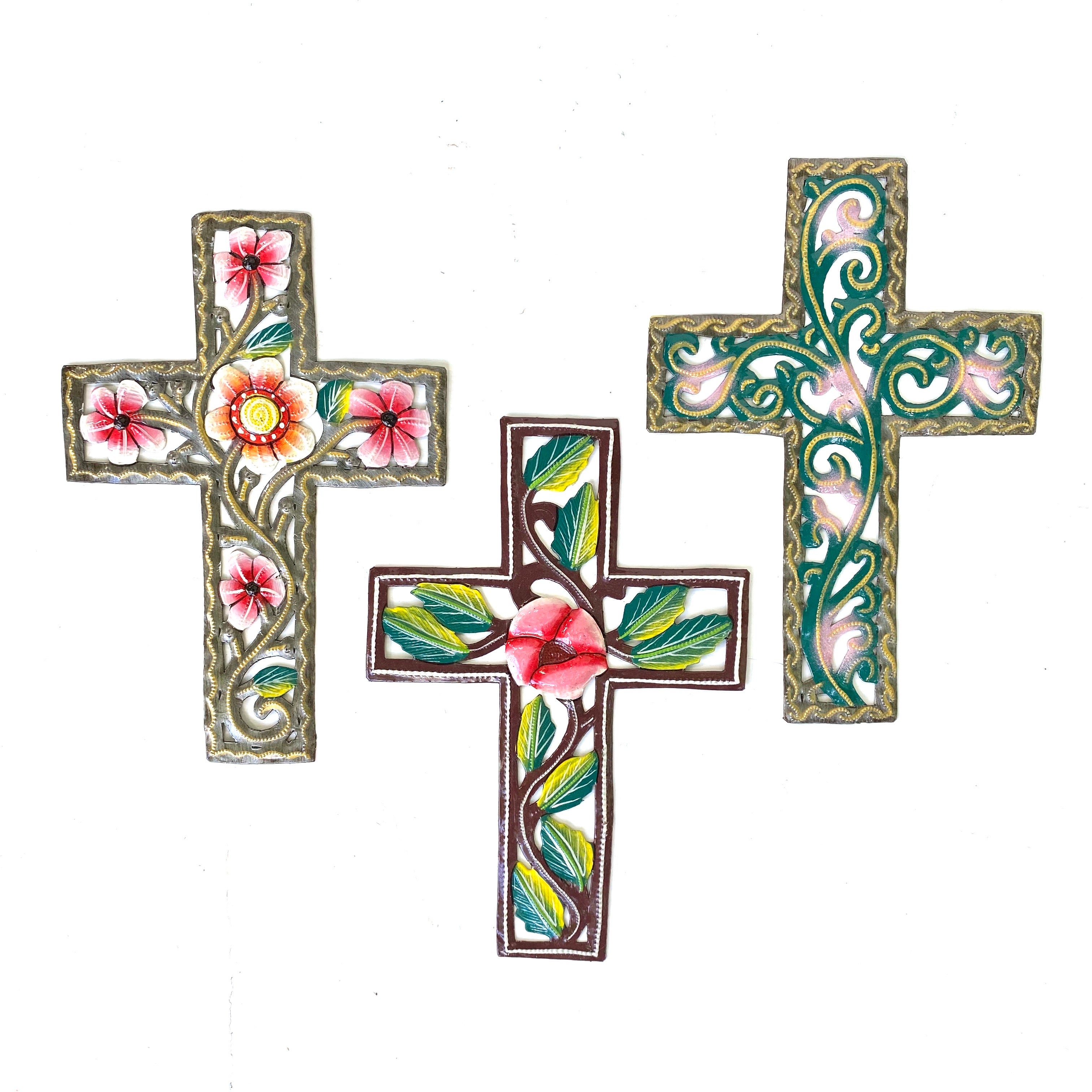 Shabby Chic Rose Cross (Set of 3)