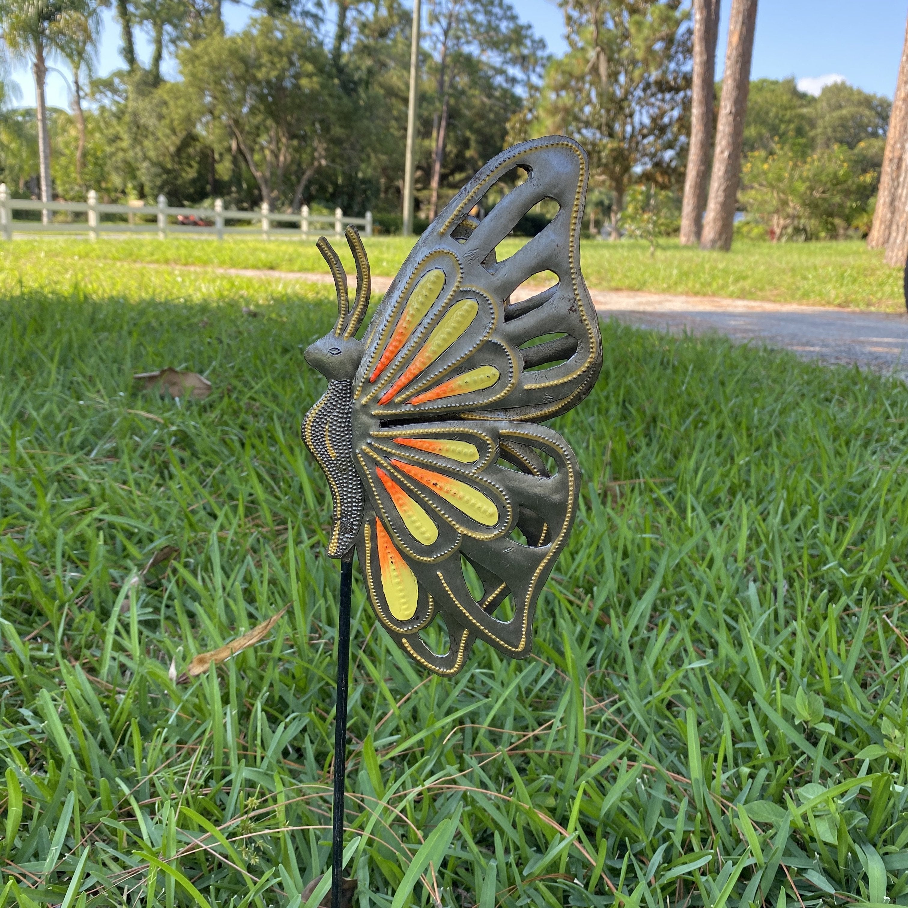 Set of Six Haitian Butterfly Garden Stake (Assorted)