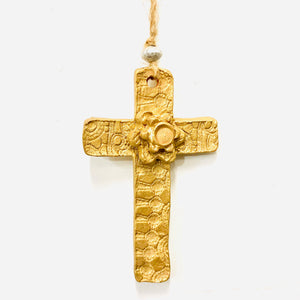 Gold Lace Floral Cross