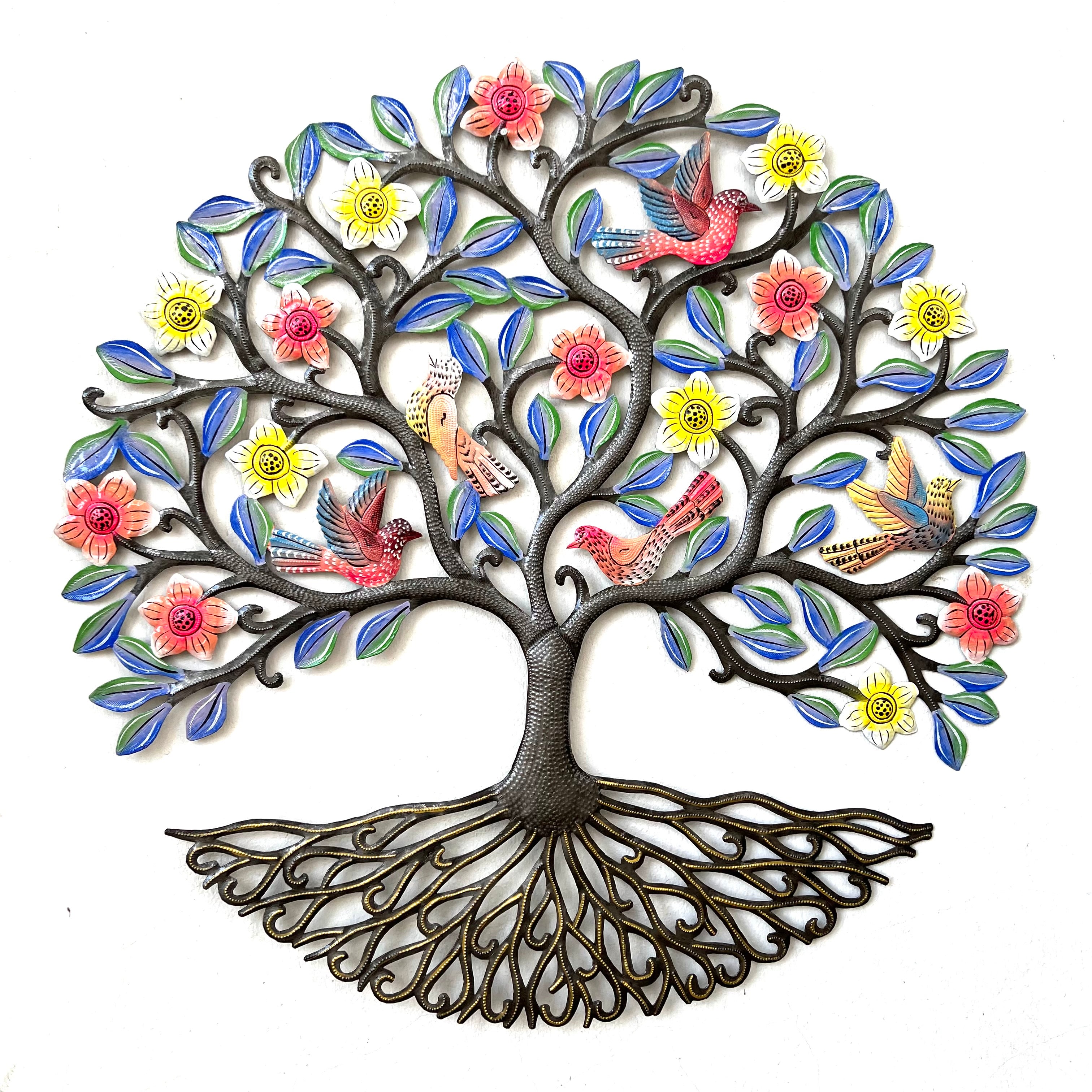 Jumbo Painted Tree or Life- Periwinkle Birds