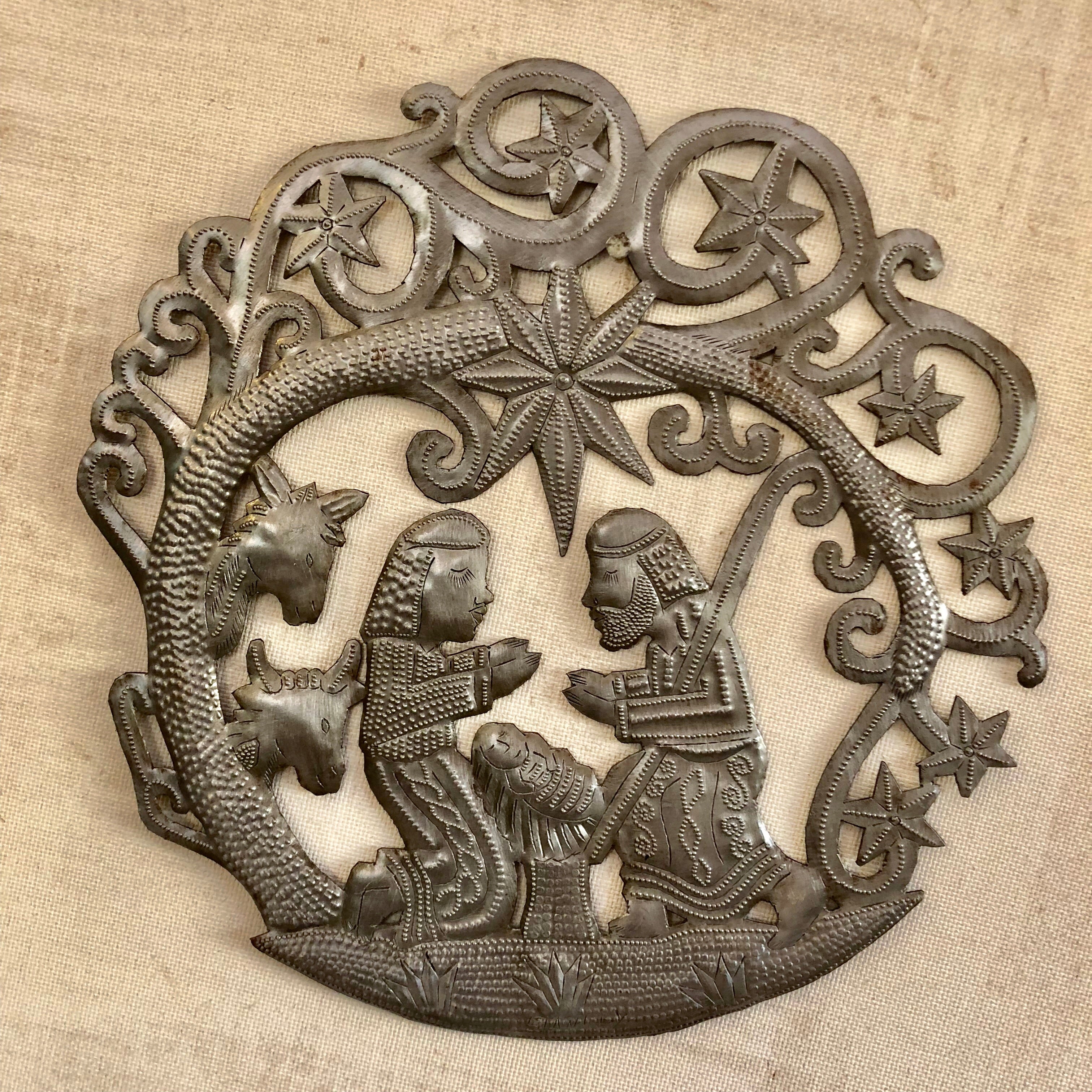 Round Nativity with Stars and Whimsical Top