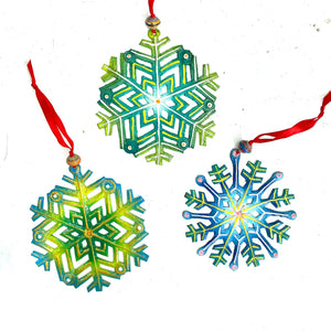 Blue and Green Snowflakes (Set of 3)