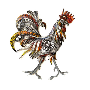 Large Painted Rooster- Graphic