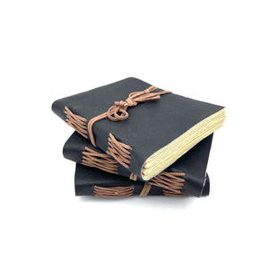 Handmade Journals  - Black Leather (Set of 6)