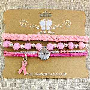 Breast Cancer Awareness Bracelet Set