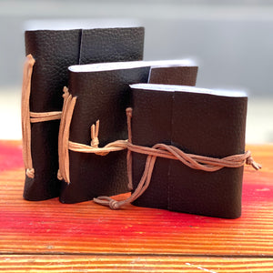 Handmade Mini Journals  - Black Leather (Set of 3)