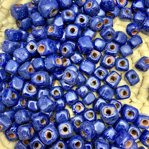Rustic Square Speckled Blue Beads