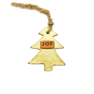 Ceramic Tree Ornament- Gold Joy
